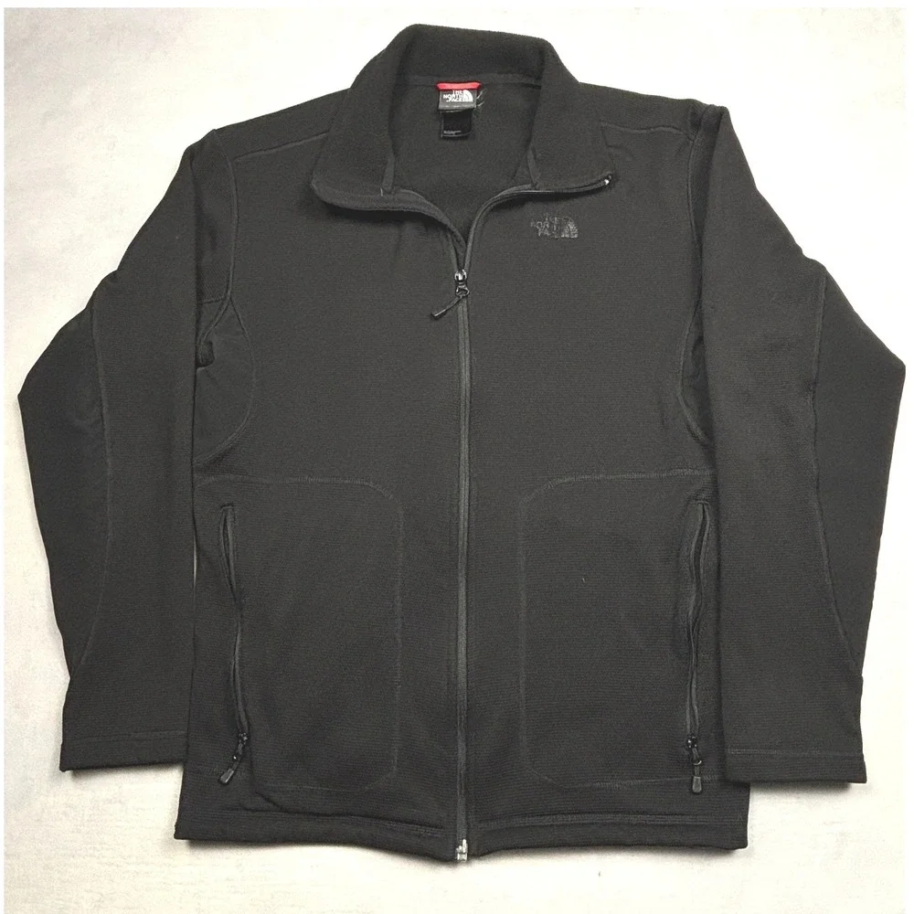 The North Face Mens Black Grid Fleece Full Zip Jacket A7RE Large‎ L